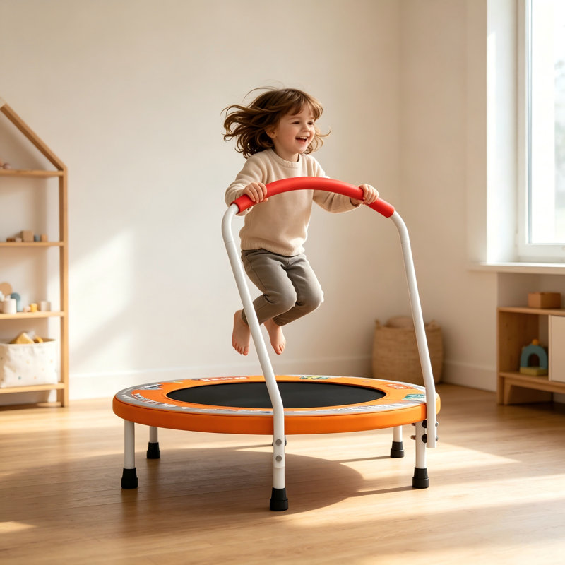 Mini trampoline 36 "pour enfants de 1 à 6 ans, transat intérieur pour tout-petits avec poignée de sécurité - Équipement d'exercice amusant