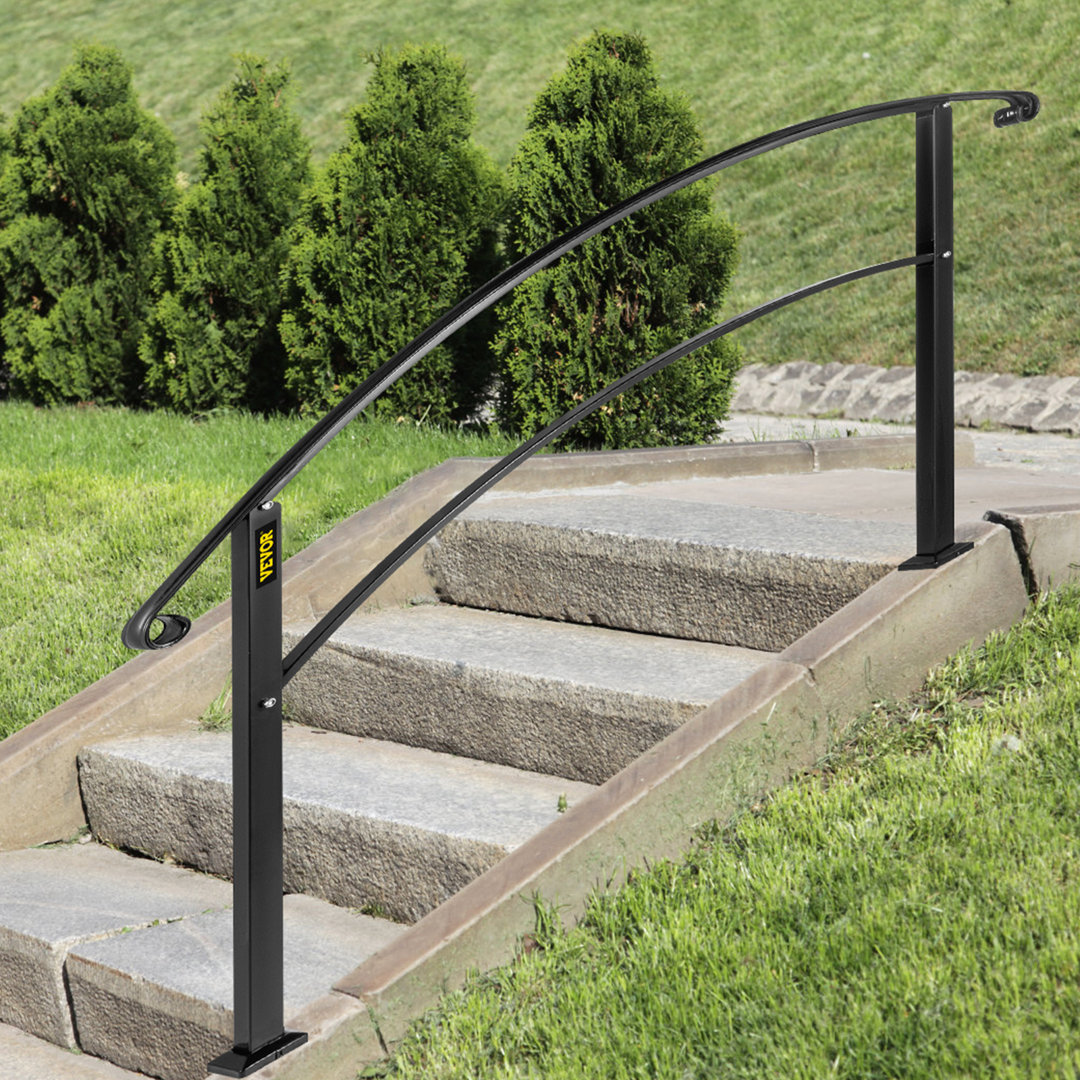 VEVOR Handrails for Outdoor Steps Adjustable Wrought Iron Handrails VEVOR Size: 38" H x 60" W x 3.9" D Finish: Black