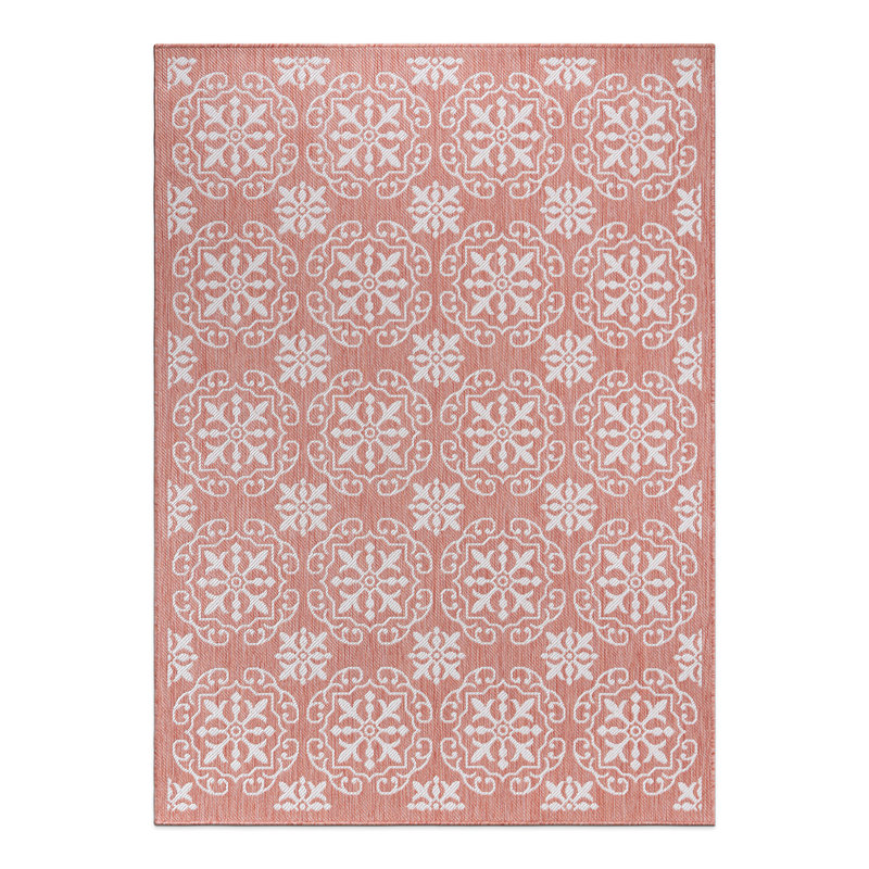 Chebia Geometric Terra/Cream Indoor & Outdoor Area Rug, Rectangle 5' x 7'
