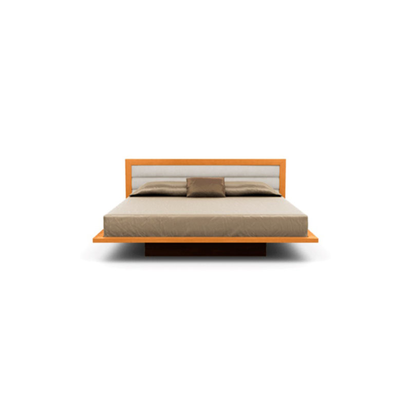 Moduluxe Upholstered Bed, King, Onyx, Natural Cherry