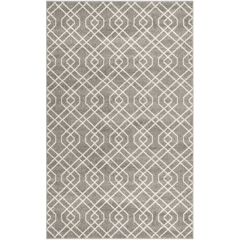 Tapis géométrique en laine touffeté à la main à motif lococo Thornbury Performance, Rectangle 5 pi 3 po x 8 pi