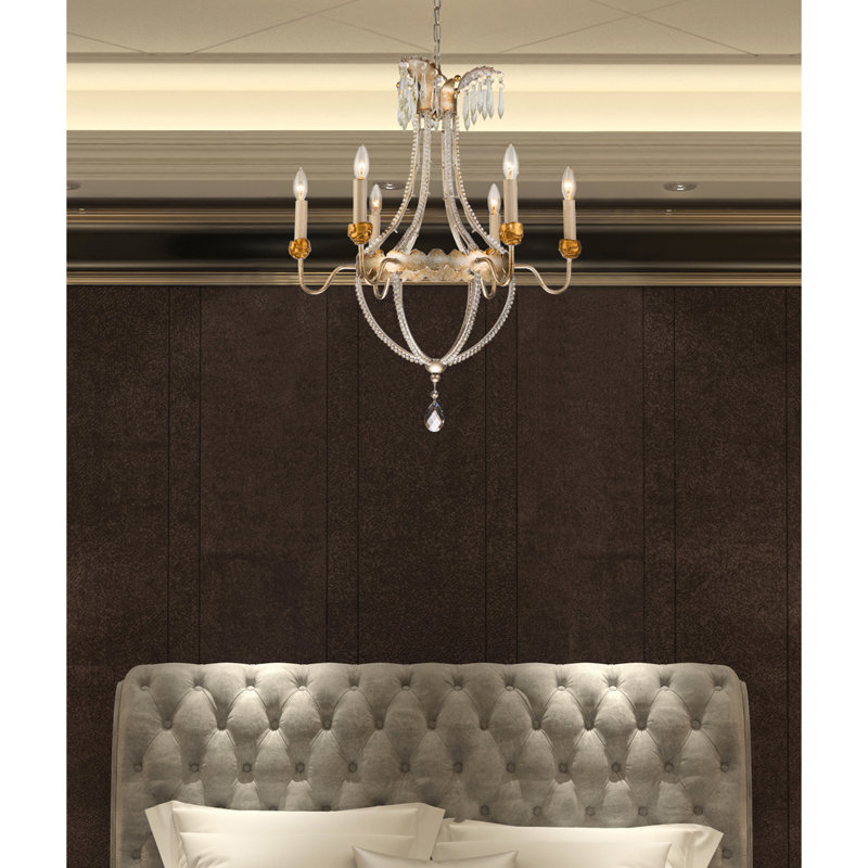 6 Light Empire Gold And Silver Chandelier