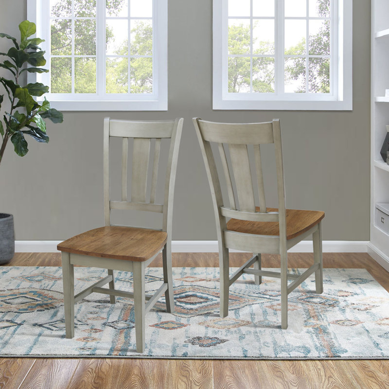 Evalyn Solid Wood Side Chair, Hickory/Stone