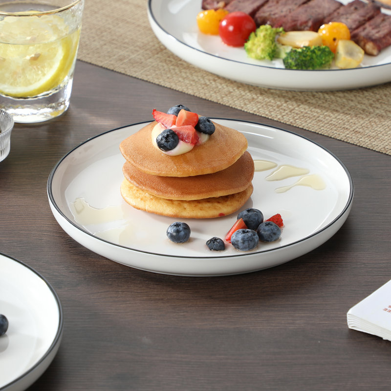 Piece Porcelain China Dinnerware Set - Service for 4, Black/White/Ivory