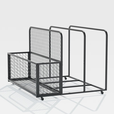 Metal Patio Pool Float Storage Basket, Outdoor Toy Rack And Multi Use Storage Organizer Bin For Floats, With Rolling Wheels by Fsbecl