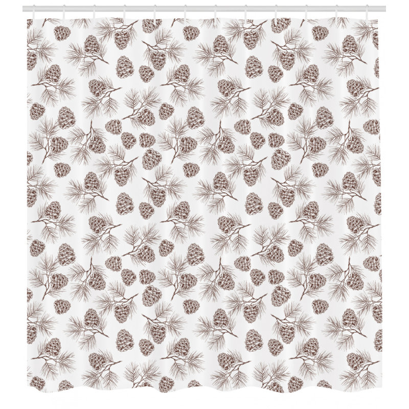 Pine Cone Shower Curtain Set + Hooks, 69" H x 105" W