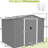 8x6 Ft Outdoor Storage Shed With Lockable Doors - Galvanized Steel For Garden, Patio, Backyard, Lawn, Gray All Weather, Wear Metal Weather In Rainproof-117994358