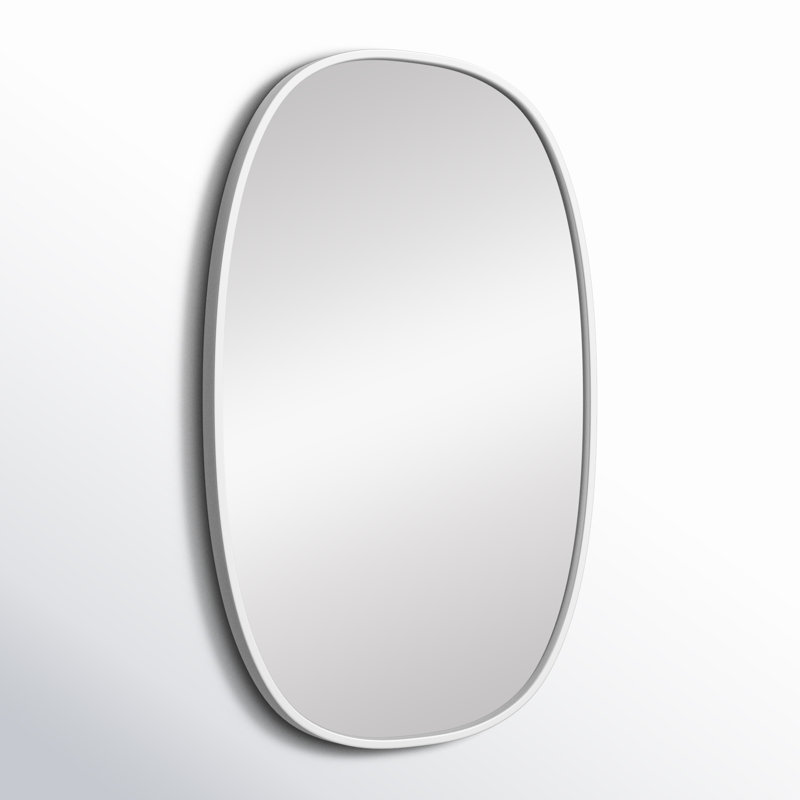 Sabine Metal Curved Oval Wall Mirror, 30" x 20", Silver