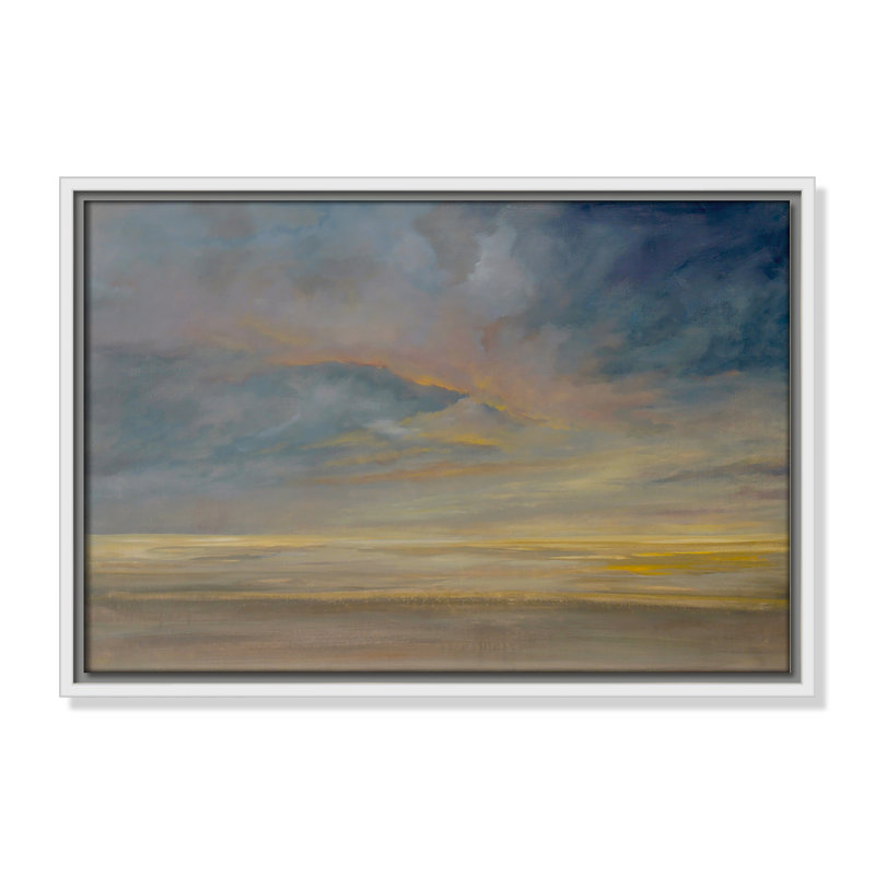 Saffi Dawning Unrest - Floater Frame Painting on Canvas, 13.5" H x 19.5" W, White