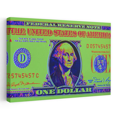 Close-Up Detail American Dollar Bill George Washington In Center Colors Are Surreal Posterized Surreal Contemporary Wall Art