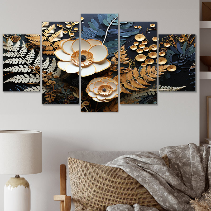Ensemble de décorations murales Ferns Copper Elegance I - Floral