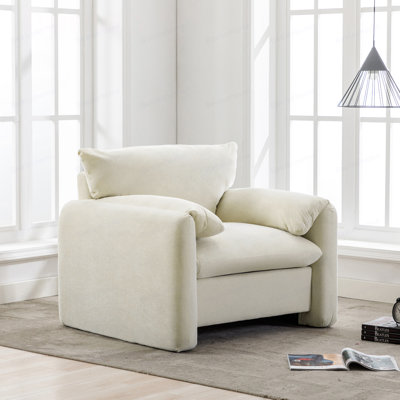 Fauteuil d'appoint surdimensionné en chenille de style moderne avec canapé-lit simple de 38,6 po de largeur pour salon, chambre à coucher