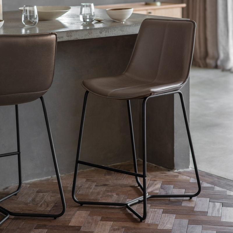 Carnot Upholstered Counter Stool with Metal Frame, Ember