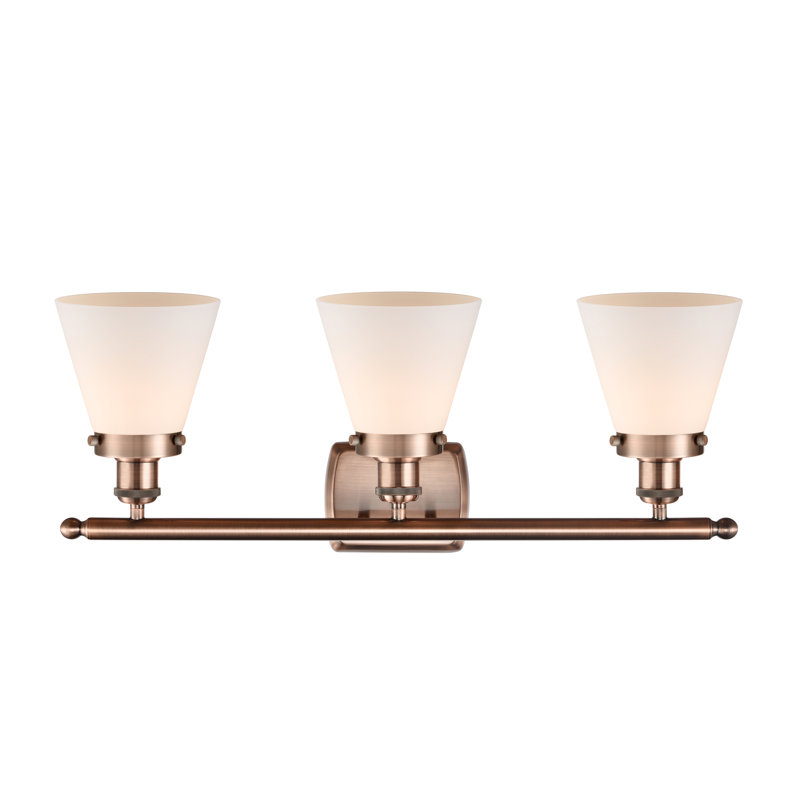 Éclairage pour meuble-lavabo à 3 lumières 26 "Ballone Urban Cone, Blanc mat, Cuivre antique, DEL