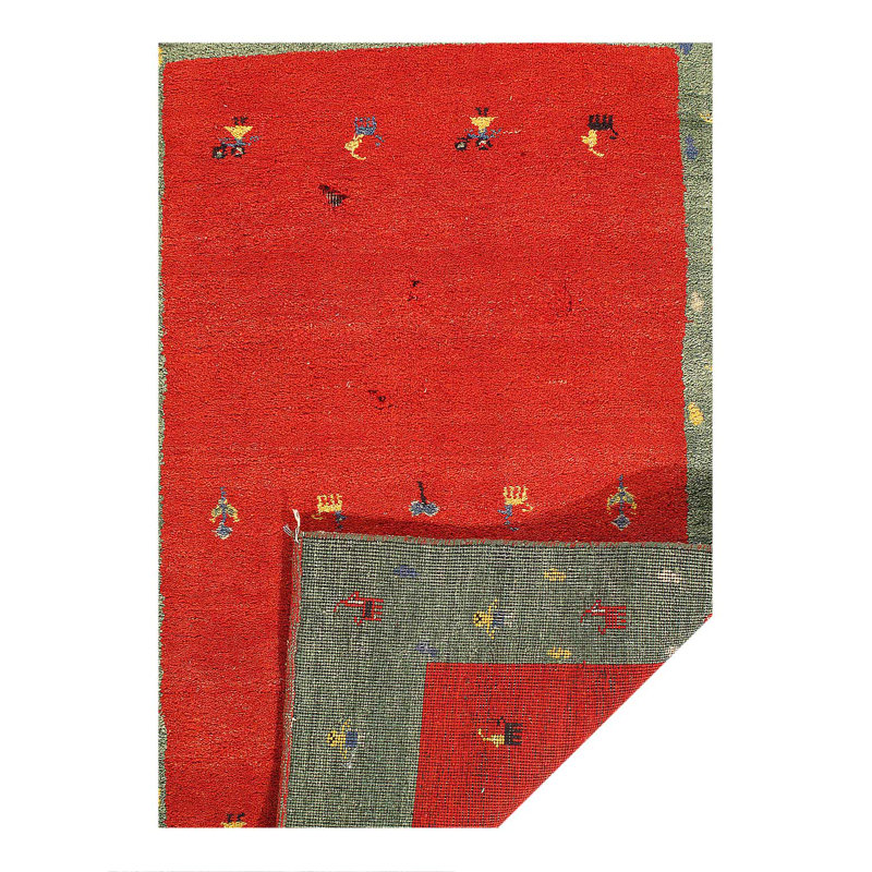 Red Hand Knotted Gabbeh Rug 4'x 6'