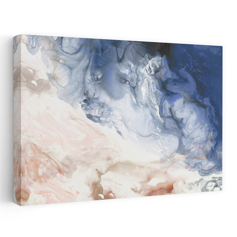 Indigo Bliss abstrait art océanique éthéré rêveur, H 16 po x l 24 po