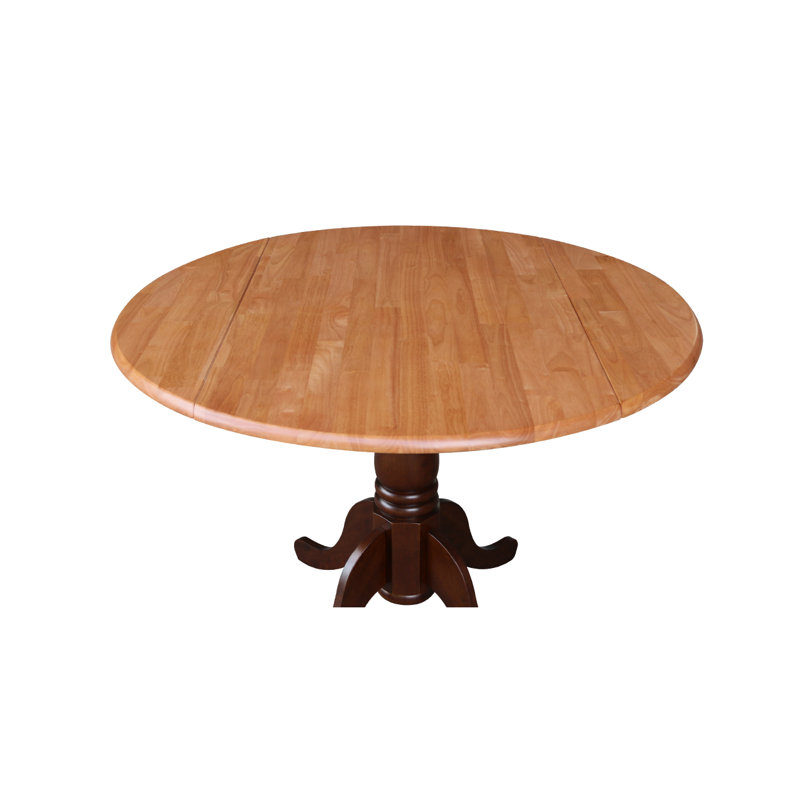 Philipston Extendable Round Solid Wood Dining Table, Pecan, Pecan