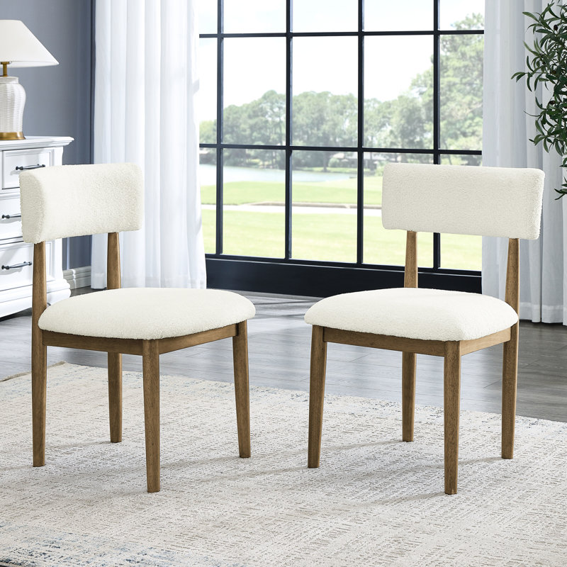 Deux chaises d'appoint de salle à manger en chêne avec tissu, dossier ouvert, hauteur du produit de 2