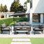 Ensemble de canapé d'extérieur multi-personnes en acier avec table basse, sièges de patio imperméables et antirouille, coussins résistants aux rayons UV-1105660325