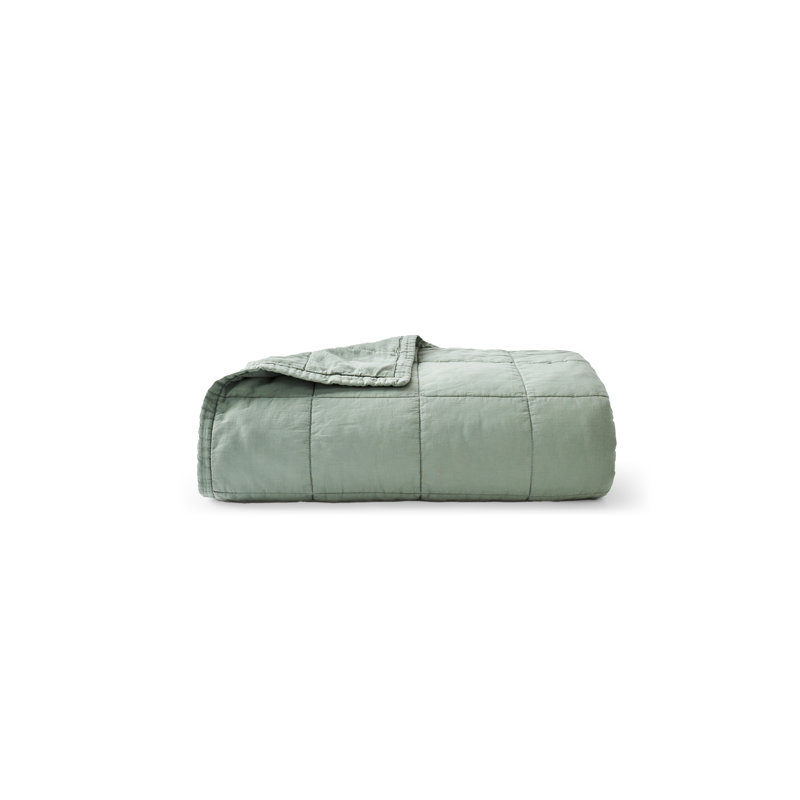 Laundered Cotton Throw Blanket, Sage