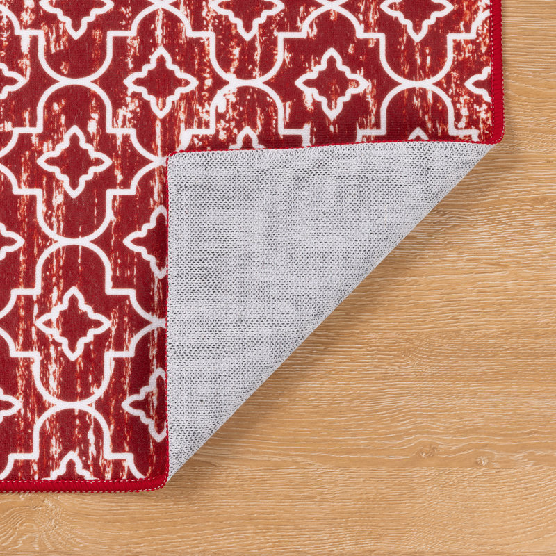 Machine Washable Non-Slip Kitchen Mat, Red