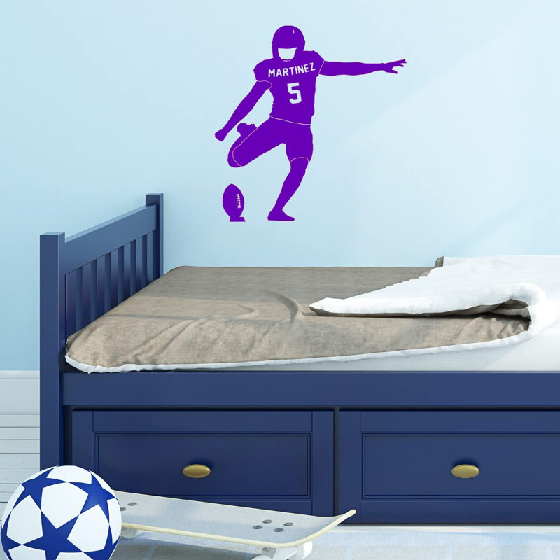 Adhésif décoratif trinquette de football personnalisé football sur pied Trinx - CS99, Mauve, H 23 po x l 23 po