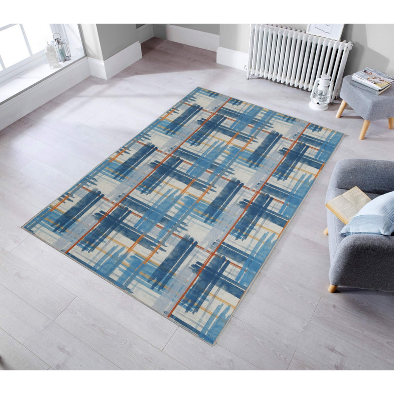 Stylish Woven Carpet (4 x 6 ft), 100% Polyester, 0.4 in Pile Height | Antibacterial, Non-Slip Underside | Machine Washable, 3D Digital Printing | Perfect for Living Room, Bedroom, and Home Decor