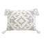 Coussin en coton et en damas avec fermeture à glissière et pompons-99366391-99366392-99366393