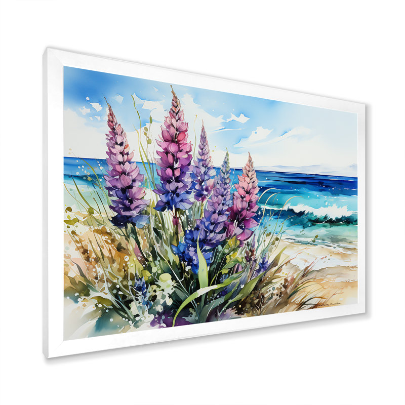 Bonnets bleus sur la plage II, Blanc, H 24 po x l 32 po x P 1 po
