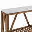 Table d'entrée Farmhouse à structure en A avec tablette inférieure - faux marbre blanc
