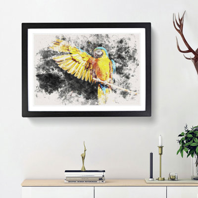 Yellow Macaw Parrot Watercolour - Framed Print