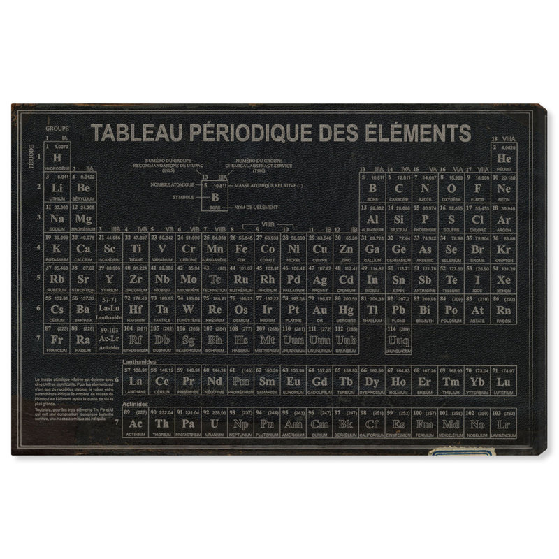 Tableau Périodique - Art textuel sur toile tendue, 24 po x 36 po