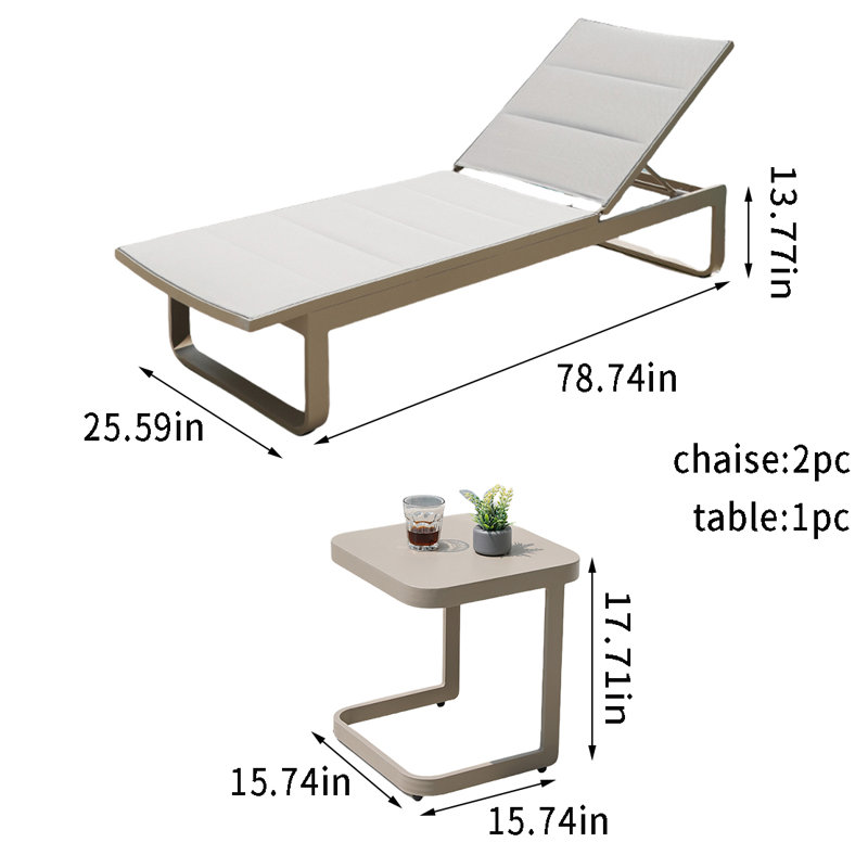 Quentisha Outdoor Chaise Lounge Set with Table