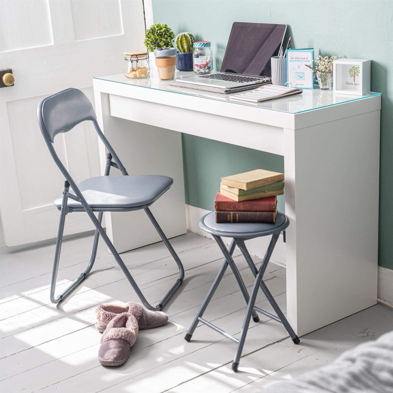 Metal Frame Foldable Desk Chair, Grey