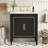 Bathroom vanity with ceramic basin, built-in hidden drawer