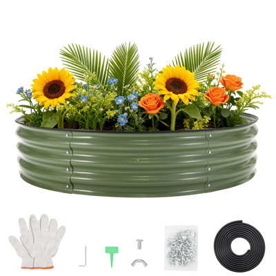 Lit de jardin surélevé en acier galvanisé blanc 48 po x 48 po x 12 po, boîte à fleurs à fond ouvert avec bordure de sécurité et structure renforcée pour les légumes à l'intérieur et à l'extérieur
