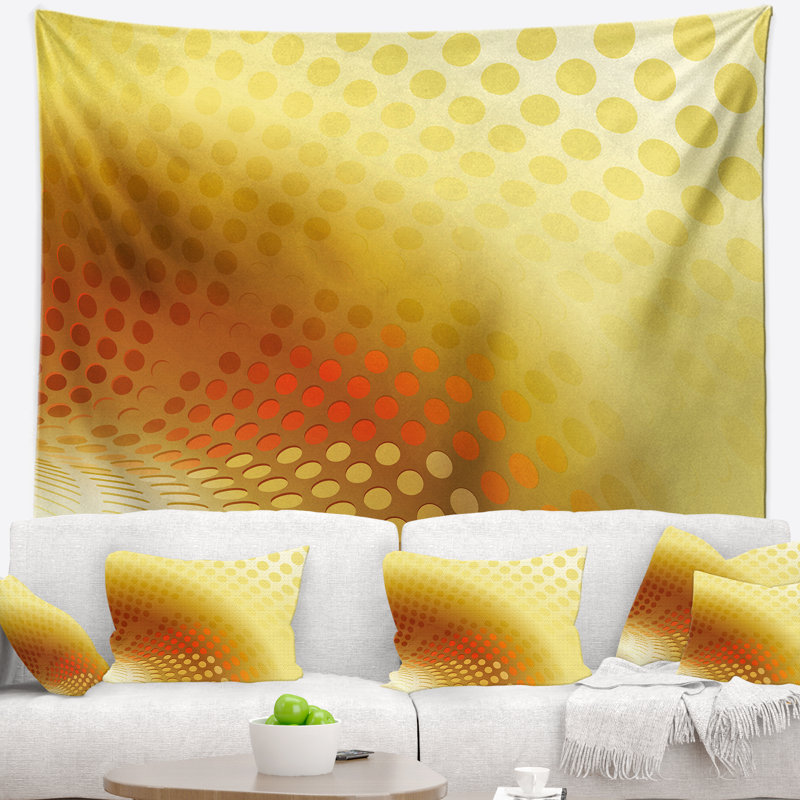 Tapisserie dorée à motif abstrait fractal, H 32 po x l 39 po