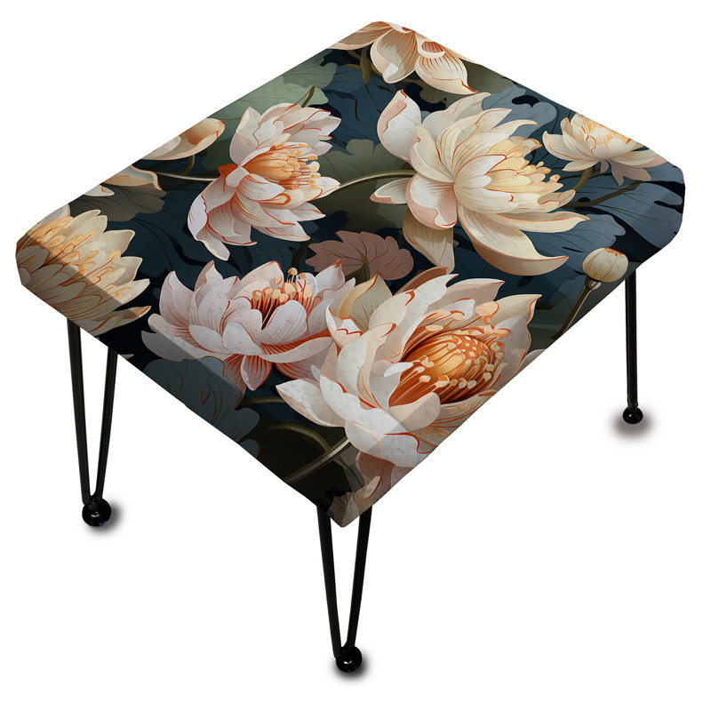 Lotus Serenity - Oriental Rectangle Ottoman