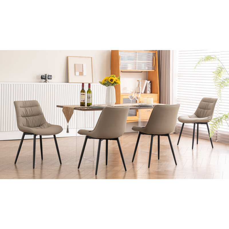 Chaise d'appoint rembourrée en similicuir Emsley avec pieds en métal, Kaki