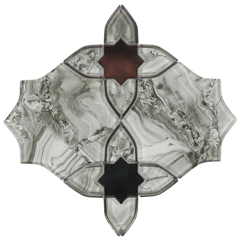 10.16" X 10.16" Beveled Glass Mosaic Tile, Grey
