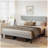 Simple Grey Bed frame, Adjustable Headboard-722696649
