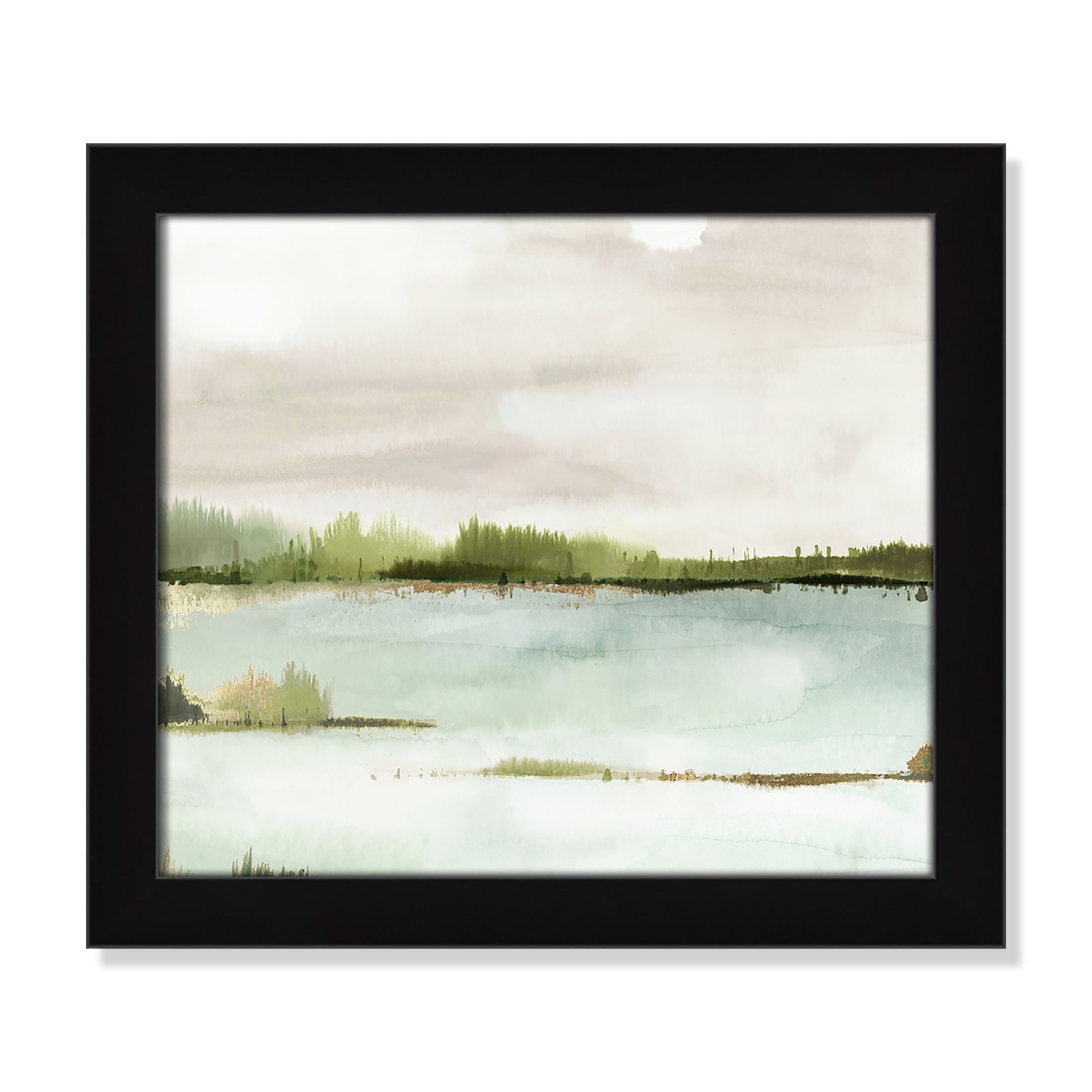 Silent Lake, Black Framed, 14" H x 16" W x 1.12" D
