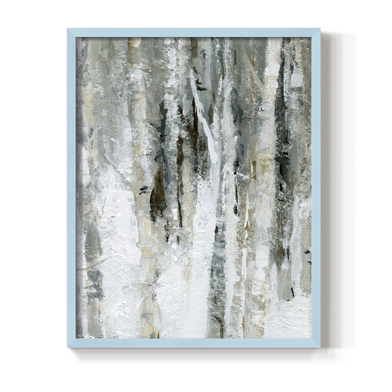 «Snowy Birch I», reproduction encadrée - bois massif, H 15 po x l 12 po, Bleu