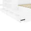 Lit plateforme blanc en bois pleine grandeur avec 6 tiroirs, tablettes, bureau et garde-robe, espace de couchage privé à l'avant, tiroirs sous le lit pour la vie, travail d'étude multifonctionnel en blanc,-82839804