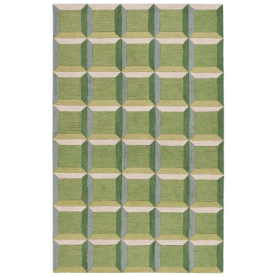Genre Geometric Area Rug In Green / Beige