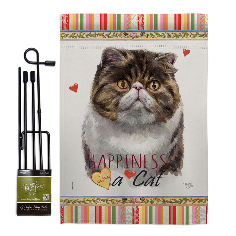 Ensemble de drapeaux de jardin gris gris à motif de chat 13 po x 18,5 po, Poil court exotique