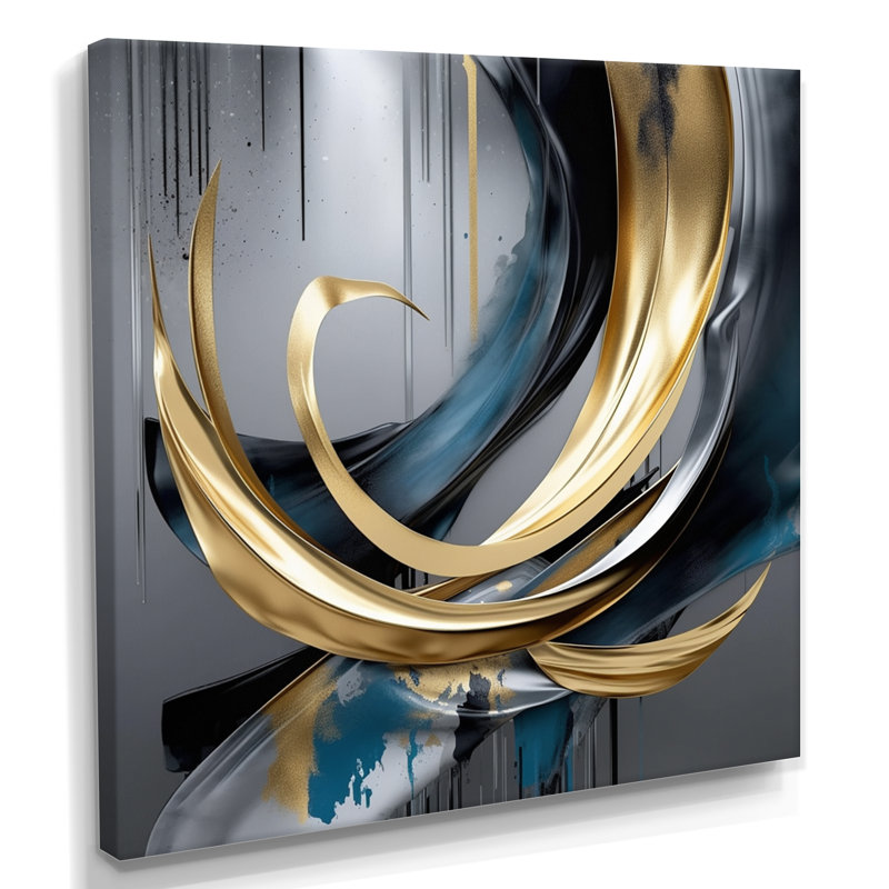 Inception liquide or Curl - vagues art mural salon, Toile tendue, H 16 po x l 16 po