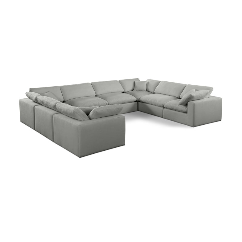 Canapé modulaire 8 pièces 8 pièces, Tissu gris texturé en lin