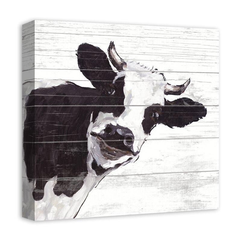 Gracie Oaks Curious Dairy Cow On Canvas Print & Reviews | Wayfair