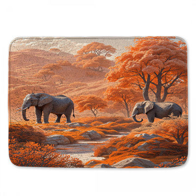 Tapis de bain Elephants In Orange